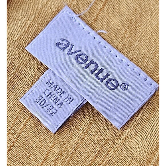 Avenue 4X Dark Yellow Short Sleeve Sheer Crinkle Henley Tunic Top Viscose - Picture 3 of 8